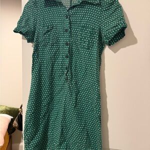 Divided Green Printed Short Sleeve Mini Dress